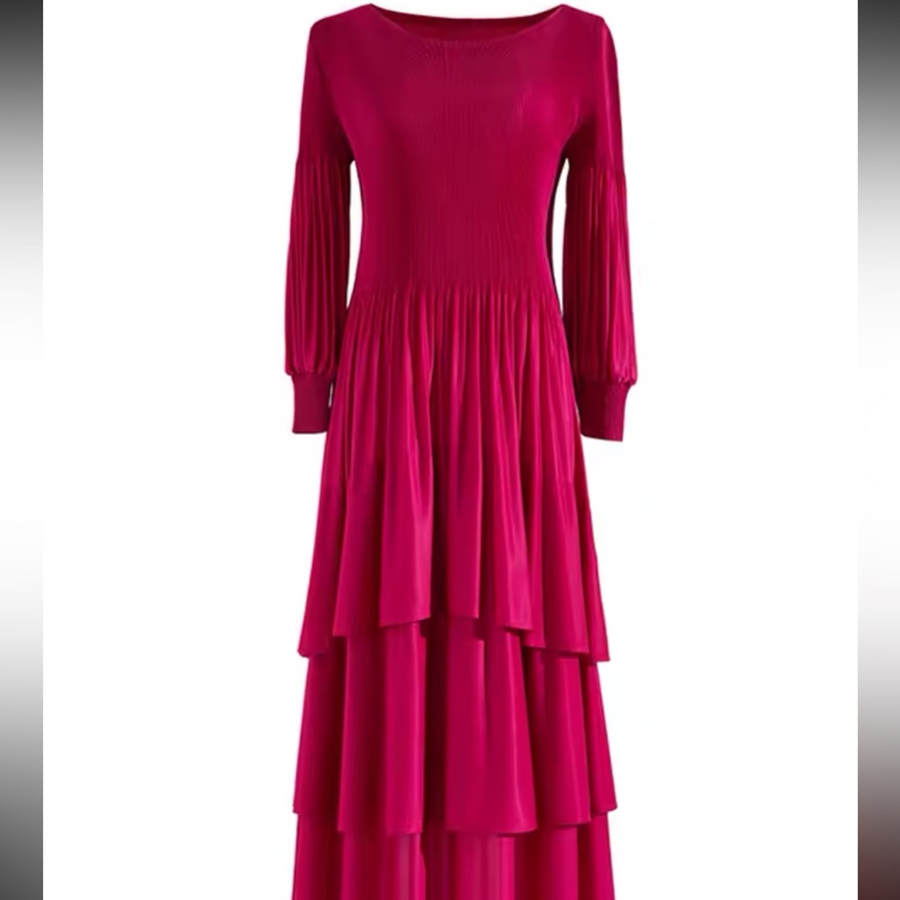Elegant Magenta Tiered Dress